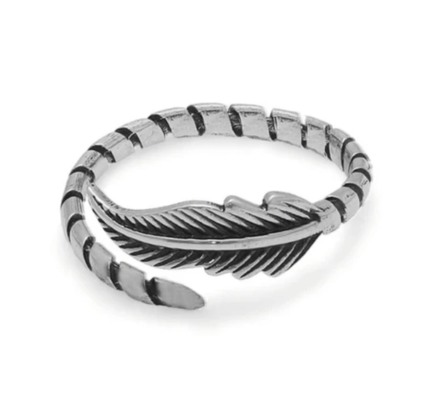 Avni by Giva- Siver Leaf Ring - Silver, Adjustable Size