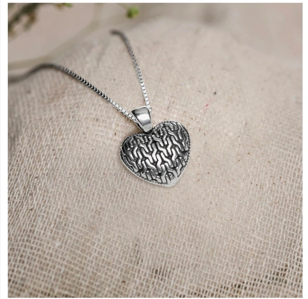Avni by Giva- Oxidised Charming Siver Heart Pendant - Oxidised Silver, Standard