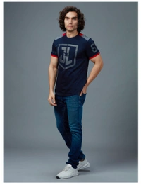 The Souled Store Justice League: Logo Drop Cut T-Shirt - Navy Blue, XS,S,M,L,XL,XXL