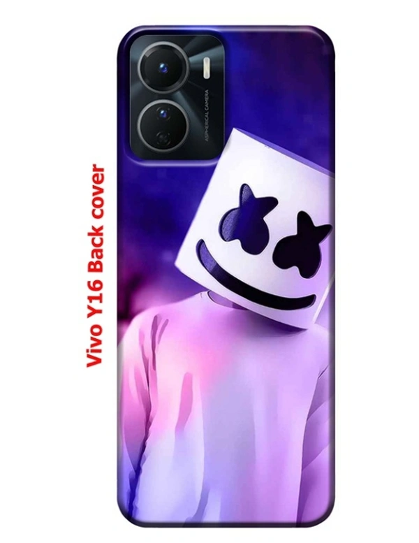 Vivo Y 16 ND Creation Premium High Quality Printed Silicone Marshmallow mask man Back Cover for Vivo Y16 - Electric Violet