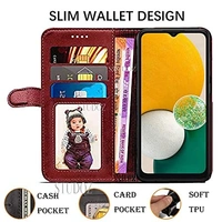a13 4g pu leath STUDOZ Flip Cover for Samsung Galaxy A13 4G | PU Leather Foldable Stand Card Pockets Front & Back Full Protection Wallet Back Cover Case for Samsung Galaxy A13 4G (Brown)