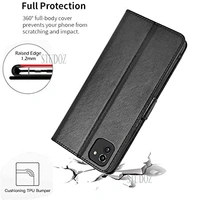 LEATH STUDOZ Flip Cover for Samsung Galaxy A03 | PU Leather Foldable Stand Card Pockets Front & Back Full Protection Wallet Back Cover Case for Samsung Galaxy A03 (Black) - MIX COLOR