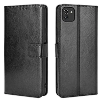 LEATH STUDOZ Flip Cover for Samsung Galaxy A03 | PU Leather Foldable Stand Card Pockets Front & Back Full Protection Wallet Back Cover Case for Samsung Galaxy A03 (Black) - MIX COLOR