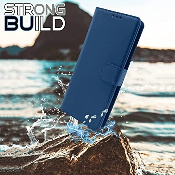 leather cover Pikkme Samsung Galaxy A13 4G Flip Cover | PU Leather Finish | 360 Protection | Wallet & Stand | Strong Magnetic Flip Case for Samsung Galaxy A13 4G (Blue)
