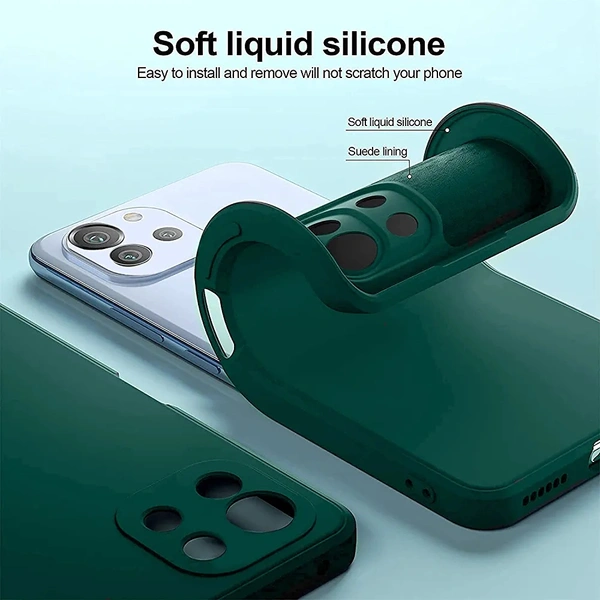 Samsung Galaxy M32 Mobistyle Slim Matte Liquid Silicon TPU Shockproof Slim Back Cover Case for Samsung M32 (Dark Green) - Green