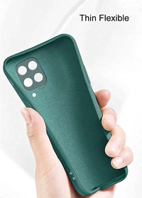 Samsung Galaxy M32 Mobistyle Slim Matte Liquid Silicon TPU Shockproof Slim Back Cover Case for Samsung M32 (Dark Green) - Green
