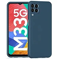 Samsung Galaxy M33 5G - Blue WOW IMAGINE Silicone Ultra Slim Soft Rubberised Matte Flexible Camera Protection Back Cover for Samsung Galaxy M33 5G - Blue