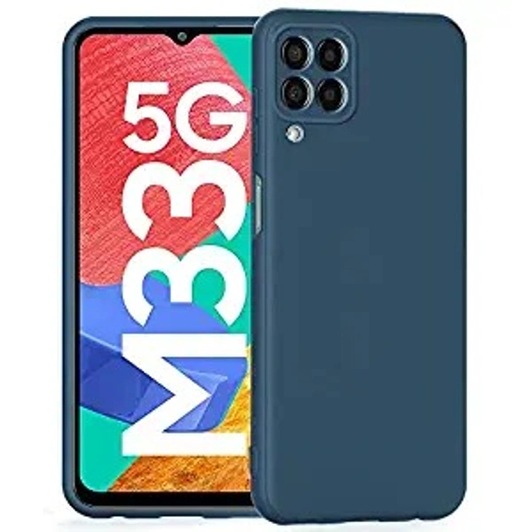 Samsung Galaxy M33 5G - Blue WOW IMAGINE Silicone Ultra Slim Soft Rubberised Matte Flexible Camera Protection Back Cover for Samsung Galaxy M33 5G - Blue