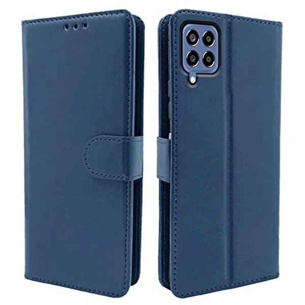 Samsung Galaxy M33 5G (Blue) Pikkme Samsung Galaxy M33 5G Flip Cover | PU Leather Finish | 360 Protection | Wallet & Stand | Strong Magnetic Flip Case for Samsung Galaxy M33 5G (Blue)