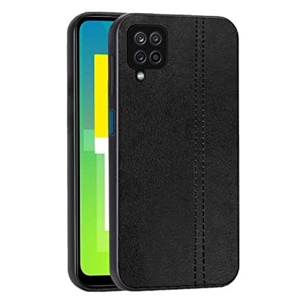 Samsung Galaxy M33-Black Amazon Brand - Solimo Leather Mobile Cover (Soft & Flexible Back case), for Samsung Galaxy M12-Black