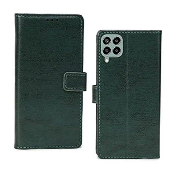 Samsung Galaxy M33 5G - Vintage Green Pinaaki Enterprises Samsung Galaxy M33 5G Flip Case | Premium Leather Finish Flip Cover | with Card Pockets | Wallet Stand |Complete Protection Flip Cover for Samsung Galaxy M33 5G - Vintage Green