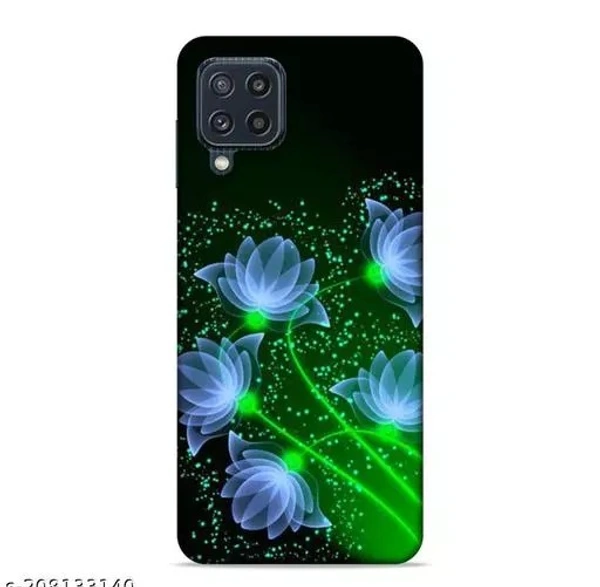 samsung galaxy m32 4g SS TOPIWALA Back Cover for Samsung Galaxy M32 4G | Green Colour, Blue Flowers, Floral Art-1686