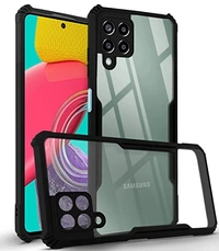 Samsung Galaxy M53 5G (Crystal Glass Back Jkobi Back Cover Case for Samsung Galaxy M53 5G (Crystal Glass Back | Camera Protection | Shockproof Bumpers | Professional Black)