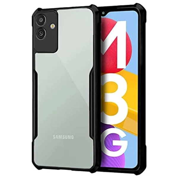 Samsung Galaxy M13 5G Fashionury Back Cover for Samsung Galaxy M13 5G Transparent Hybrid Hard PC Back TPU Bumper Impact Resistant Case (Black,Transparent)