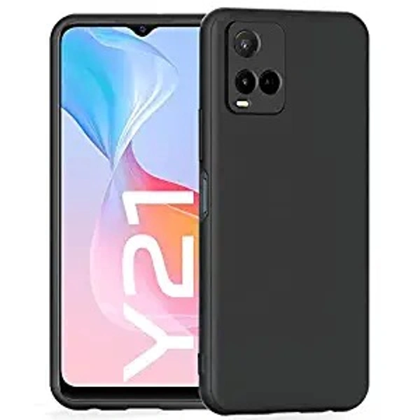 Vivo Y21 Y21s Y21G WOW IMAGINE For Vivo Y21 Y21s Y21G Ultra Slim Soft Rubberised Back Cover Inner Velvet Fabric Lining Matte Silicone Flexible Camera Protection Back Case - Black