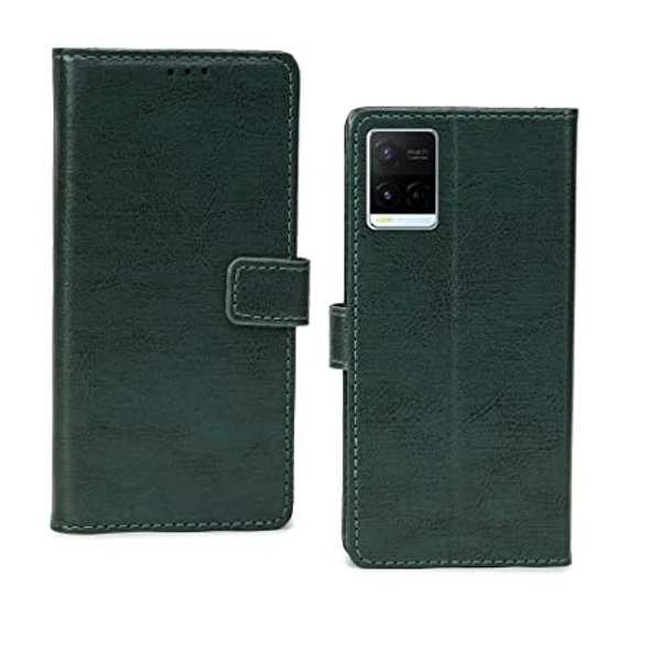 Vivo Y21 2021 - Vintage Green Inktree Vivo Y21 2021 Flip Case | Premium Leather Finish Flip Cover | with Card Pockets | Wallet Stand |Complete Protection Flip Cover for Vivo Y21 2021 - Vintage Green