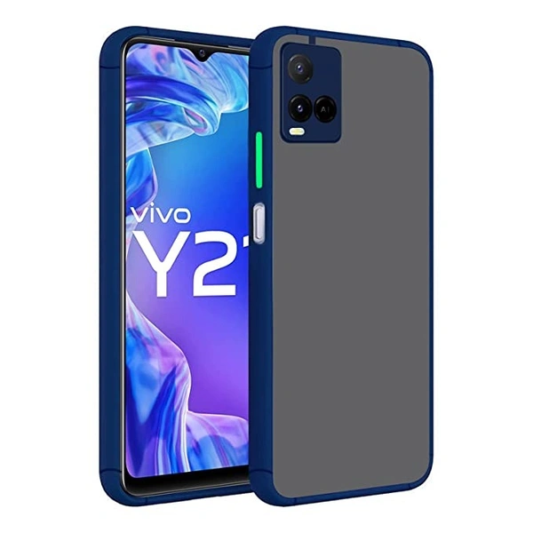 Vivo Y21 2021 (VIVO-Y21(21)-Round-Blue_Blue) Amazon Brand - Solimo Polycarbonate Mobile Back Cover for Vivo Y21 2021 (VIVO-Y21(21)-Round-Blue_Blue)