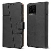 Vivo Y21e | Vivo Y21A Jkobi Flip Cover Case for Vivo Y21e | Vivo Y21A | Vivo Y32 (Stitched Leather Finish | Magnetic Closure | Inner TPU | Foldable Stand | Wallet Card Slots | Black)