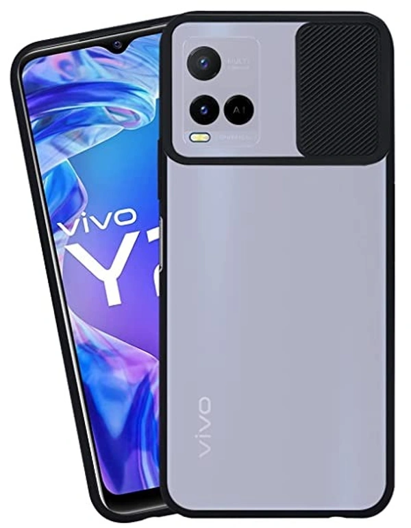 Vivo Y21 2021 Jkobi Back Cover Case for Vivo Y21 2021 (Sliding Shutter Camera Protection | Translucent | Thermoplastic | Black)