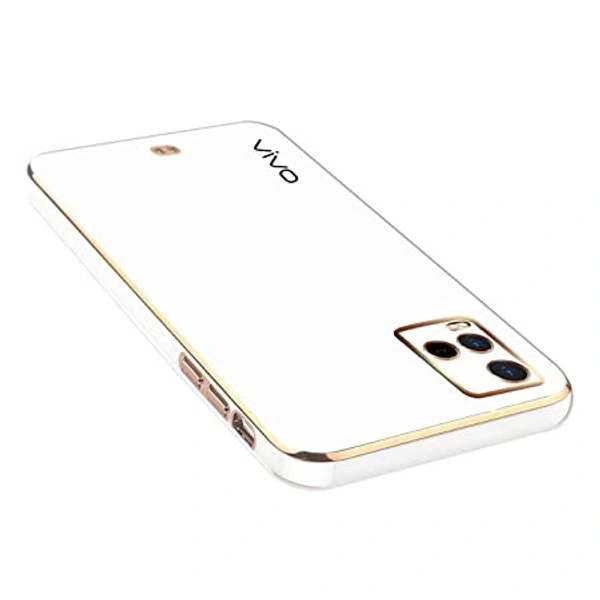 Vivo Y21 2022 l Mamani Chrome Case Cover for Vivo Y21 2022 l Electroplated Transaparent TPU Back Case Cover (White)