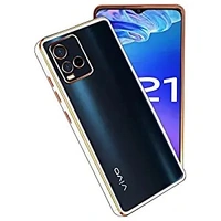 Vivo Y21 /Vivo Y21s /Vivo Y33s - White A rtistque Premium Electroplated Soft Silicone Transparent Straight TPU Edge Back Cover Case for Vivo Y21 /Vivo Y21s /Vivo Y33s - White
