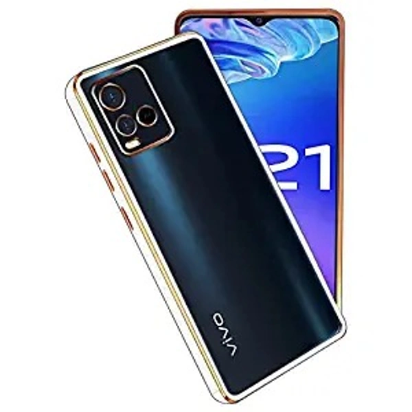 Vivo Y21 /Vivo Y21s /Vivo Y33s - White A rtistque Premium Electroplated Soft Silicone Transparent Straight TPU Edge Back Cover Case for Vivo Y21 /Vivo Y21s /Vivo Y33s - White