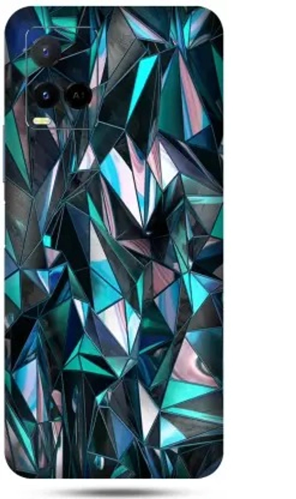 vivo y21 back cover Mclaxa Blue Polygon Mobile Skin Fo Vivo Y21, Blue Polygon, Vivo Y21 Mobile Skin (Blue Polygon Multicolour)