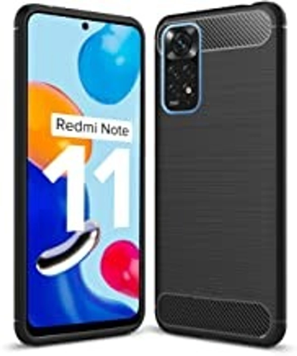 Redmi Note 11 (Black) Bracevor Silicone Back Cover for Xiaomi Redmi Note 11 (Black) | Brushed Texture | Rugged Armor Cover