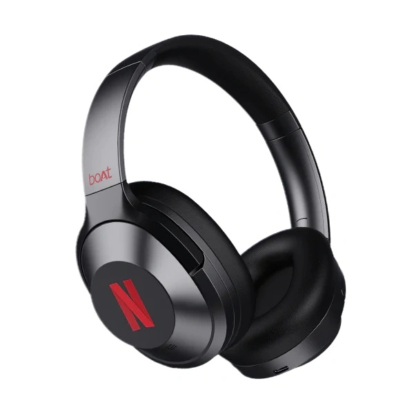 40mm Driver, 65HRS of Playback without ANC boAt Nirvana 751 ANC | Netflix Stream Edition Premium Earbuds For Movies & TV Shows, 40mm Driver, 65HRS of Playback without ANC