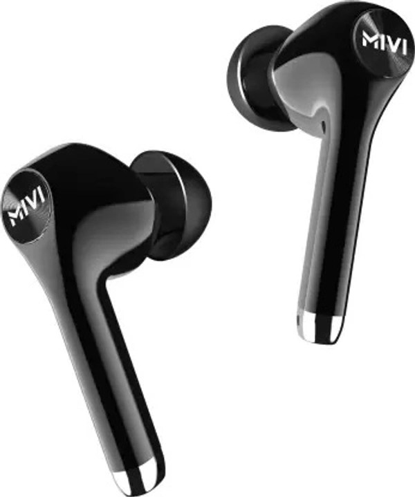 Mivi DuoPods M80 True Wireless Bluetooth Earbuds with Qualcomm Aptx, Studio Sound, Powerful Bass, 30 Hours of Battery and Ear pods with Touch Control Bluetooth Headset (Black, True Wireless)