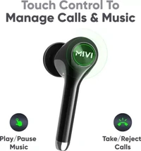 Mivi DuoPods M80 True Wireless Bluetooth Earbuds with Qualcomm Aptx, Studio Sound, Powerful Bass, 30 Hours of Battery and Ear pods with Touch Control Bluetooth Headset (Black, True Wireless)