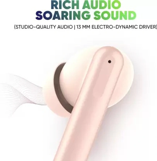 Mivi DuoPods F70 ENC with Quad Mic, 50+ Hrs Playtime| Made in India | Powerful Bass Bluetooth Headset (Coral, True Wireless)