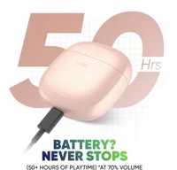 Mivi DuoPods F70 ENC with Quad Mic, 50+ Hrs Playtime| Made in India | Powerful Bass Bluetooth Headset (Coral, True Wireless)