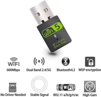 600Mbps for Laptop/Desktop(wifi) USB Adapter (Black) UNIY 2 in one 5G+2.4G wireless+Bluetooth USB dongle 600Mbps for Laptop/Desktop(wifi) USB Adapter (Black)