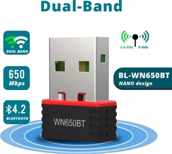 AC650M Dual-Band Wi-Fi USB Adapter (Black) Match LB-Link BL-WN650BT Bluetooth 4.2 and AC650M Dual-Band Wi-Fi USB Adapter (Black)