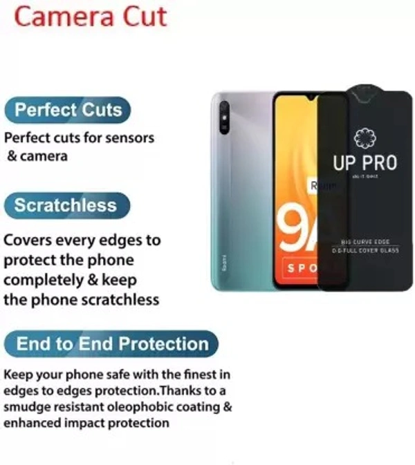 PRO Branded Glass With Camera Cut) (Pack of 1) S-Softline Edge To Edge Tempered Glass for Redmi 9A Sport, (Premium UP PRO Branded Glass With Camera Cut) (Pack of 1)