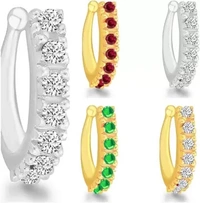 Copper, Brass, Crystal, Stone Nose Ring (Pack of 5) AMAAL Cubic Zirconia, Diamond Silver, Gold-plated Plated Copper, Brass, Crystal, Stone Nose Ring (Pack of 5)