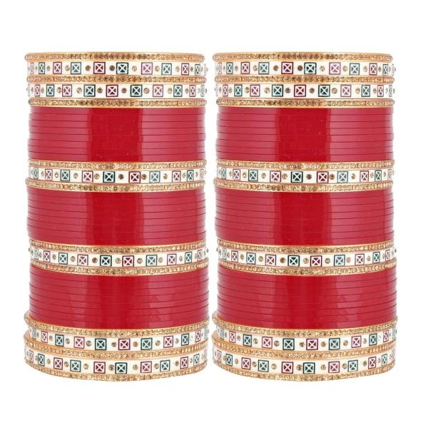 Maroon Color choora (752-M1C1-LJ102-M-210) LUCKY JEWELLERY Bridal Wedding punjabi chuda Designer chura CZ Stone with Traditional Polka Dot Maroon Color choora (752-M1C1-LJ102-M-210) - 2-10, 2-2, 2-4, 2-6, 2-8, Maroon