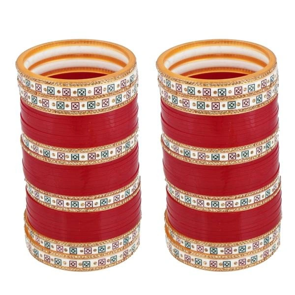 Maroon Color choora (752-M1C1-LJ102-M-210) LUCKY JEWELLERY Bridal Wedding punjabi chuda Designer chura CZ Stone with Traditional Polka Dot Maroon Color choora (752-M1C1-LJ102-M-210) - 2-10, 2-2, 2-4, 2-6, 2-8, Maroon