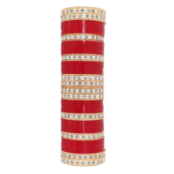 Maroon Color choora (752-M1C1-LJ102-M-210) LUCKY JEWELLERY Bridal Wedding punjabi chuda Designer chura CZ Stone with Traditional Polka Dot Maroon Color choora (752-M1C1-LJ102-M-210) - 2-10, 2-2, 2-4, 2-6, 2-8, Maroon