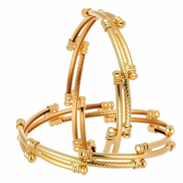 Gold-plated Bangle Set For Women (Pack of 6) Zeneme Combo of Designer Latest Style Alloy Gold-plated Bangle Set For Women (Pack of 6) - 2-4, 2-6, 2-8, Gold Color