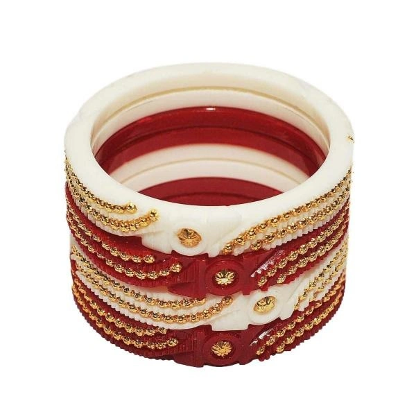 Acrylic Shakha Pola Bangle Set Pack of 4 ( Size 2-8) Bovzen- Gold Plated Acrylic Shakha Pola Bangle Set Pack of 4 ( Size 2-8) - 2-2, 2-4, 2-6, 2-8, Multi Color