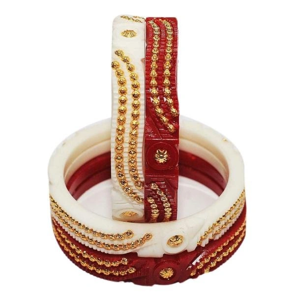 Acrylic Shakha Pola Bangle Set Pack of 4 ( Size 2-8) Bovzen- Gold Plated Acrylic Shakha Pola Bangle Set Pack of 4 ( Size 2-8) - 2-2, 2-4, 2-6, 2-8, Multi Color