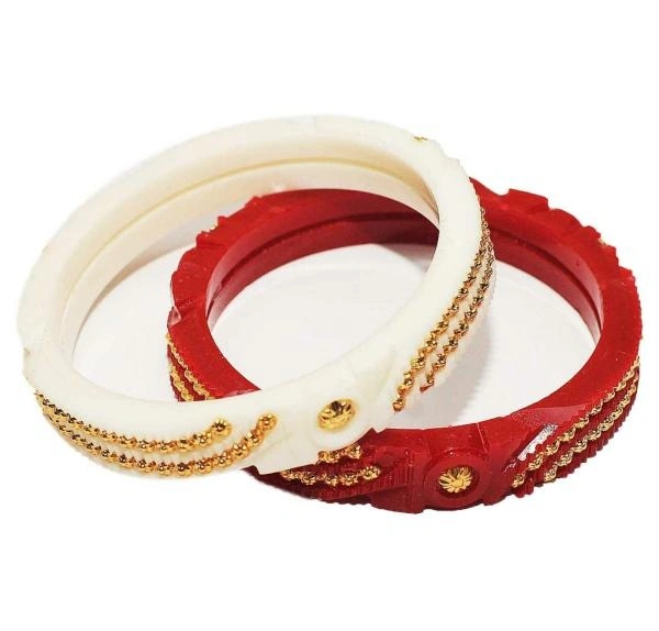 Acrylic Shakha Pola Bangle Set Pack of 4 ( Size 2-8) Bovzen- Gold Plated Acrylic Shakha Pola Bangle Set Pack of 4 ( Size 2-8) - 2-2, 2-4, 2-6, 2-8, Multi Color