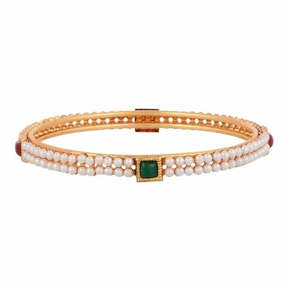 Designer Bangles Jewellery For Girl and Women Zenem Bangle Gold Plated Pearl CZ Studded Multicolor Designer Bangles Jewellery For Girl and Women - 2-4, 2-6, 2-8, Multi Color