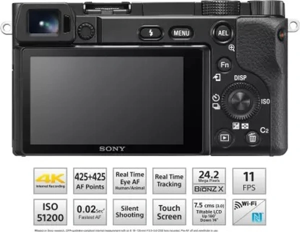SONY Alpha ILCE-6100Y APS-C Mirrorless Camera with Dual Lens 16-50 mm & 55-210 mm Zoom Featuring Eye AF and 4K movie recording (Black) - Black, 24.2 MP