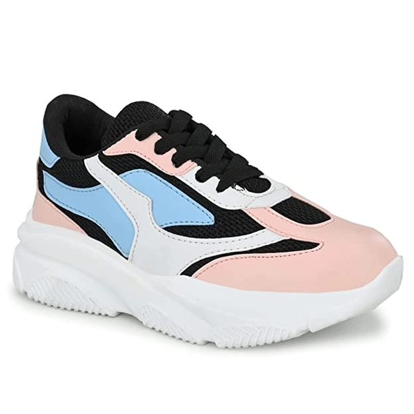 visit the knoos store KNOOS Women's Stylish Lightweight | Casual Shoes | Sneakers |Grey Sneakers - pink, UK4