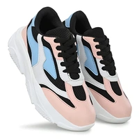 visit the knoos store KNOOS Women's Stylish Lightweight | Casual Shoes | Sneakers |Grey Sneakers - pink, UK4