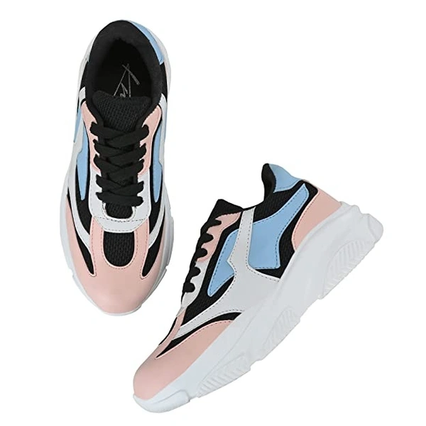 visit the knoos store KNOOS Women's Stylish Lightweight | Casual Shoes | Sneakers |Grey Sneakers - pink, UK4