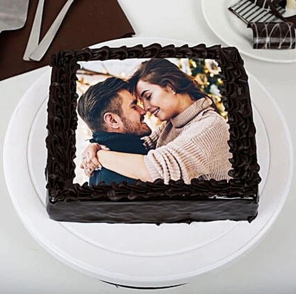Rich Chocolate Square Photo Cake - 2 Pound